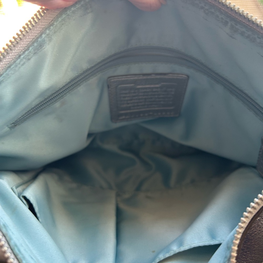 Coach Leather Patch Inside Turquoise Lined Handbag - image 7
